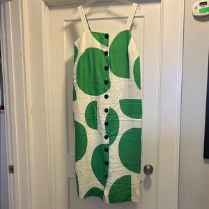 Mara Hoffman Maureen Green & White Geometric Button-Front Dress - M, NWT